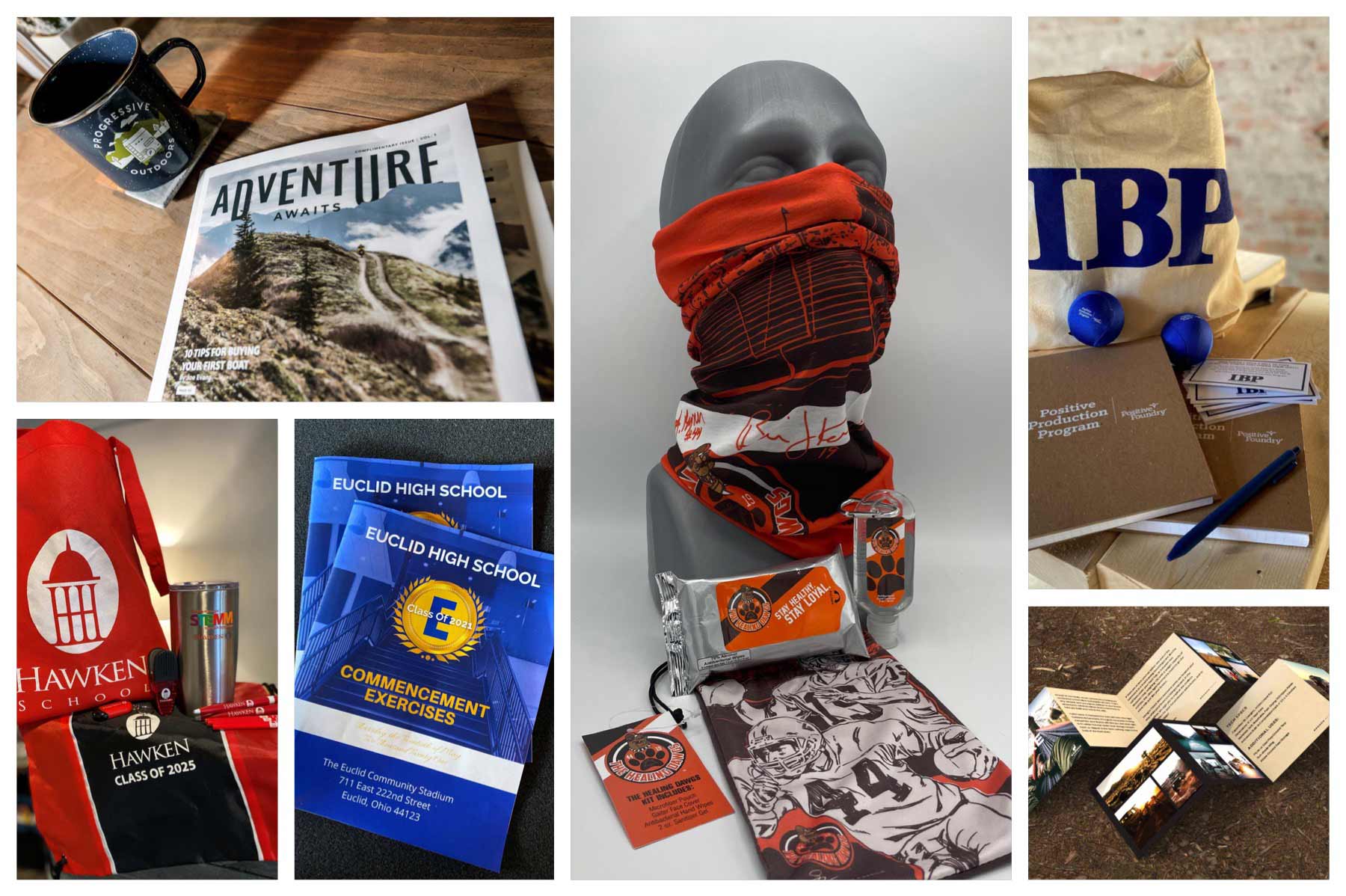 Various client examples of design and print work